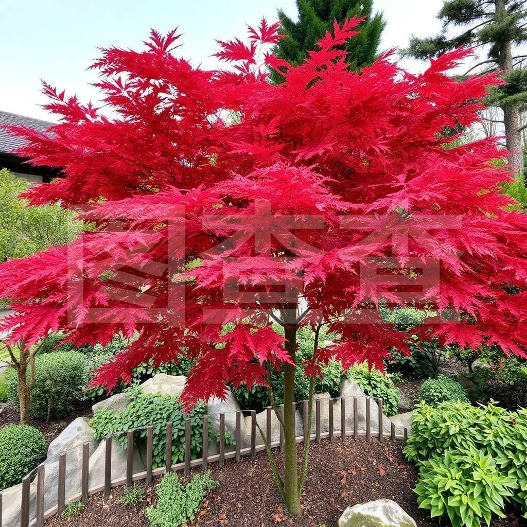 帶紅楓的日本花園